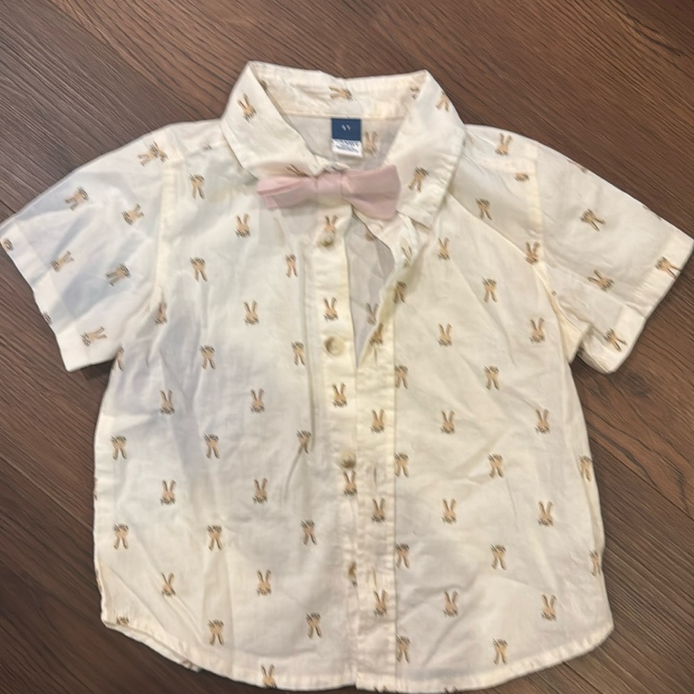Old Navy Bunny Toddler Boys Shirt with Bow Tie 2t